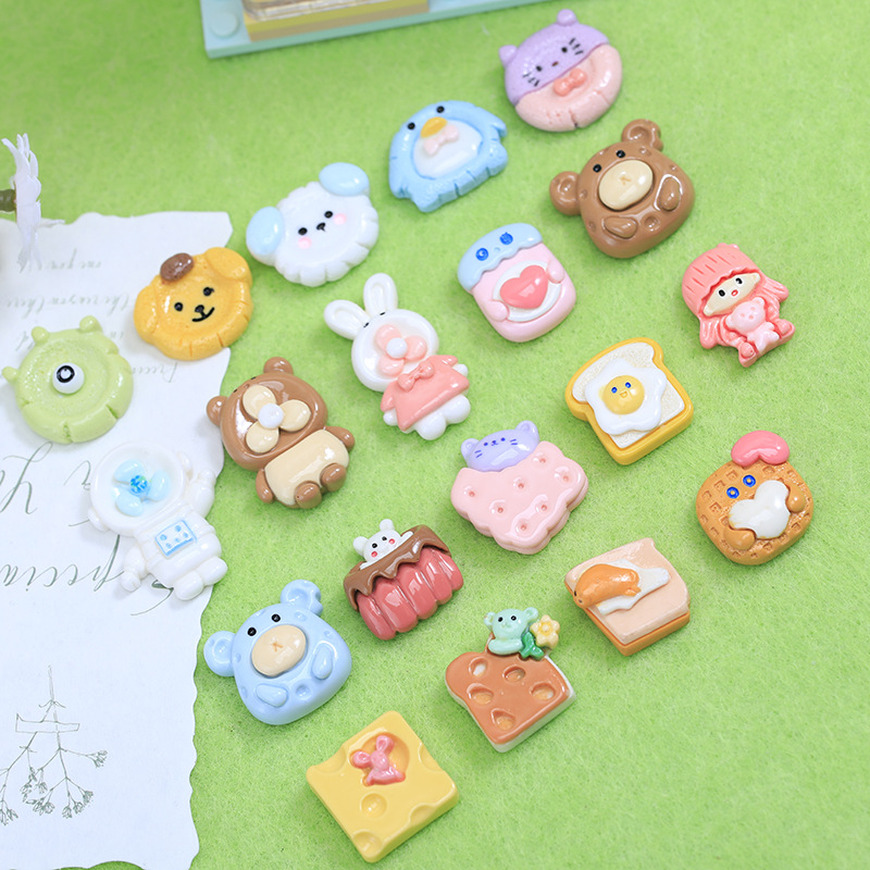 만화 음식 놀이 비스킷 시리즈 크림 접착제 DIY 수제 휴대 전화 케이스 소재 가방 구멍 신발 꽃 수지 액세서리