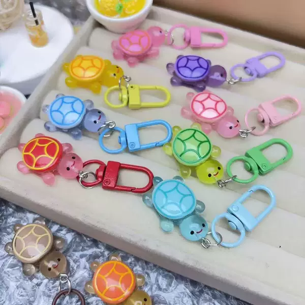 3D Stereo Colorful Little Turtle Keychain Cartoon Animal Doll Pendant Student School Bag Pendant Commemorative Gift