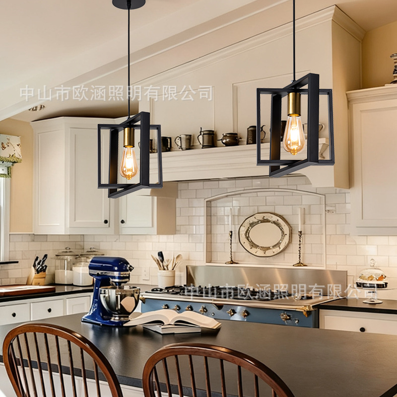 Lámpara de Techo de Madera Maciza para Restaurante, Estilo Americano Simple, Iluminación Industrial Retro de Hierro, Lámpara Decorativa para Cafetería