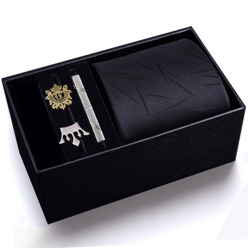 Gift box] Men's five-piece tie suit 8CM formal business tie brooch tie clip set