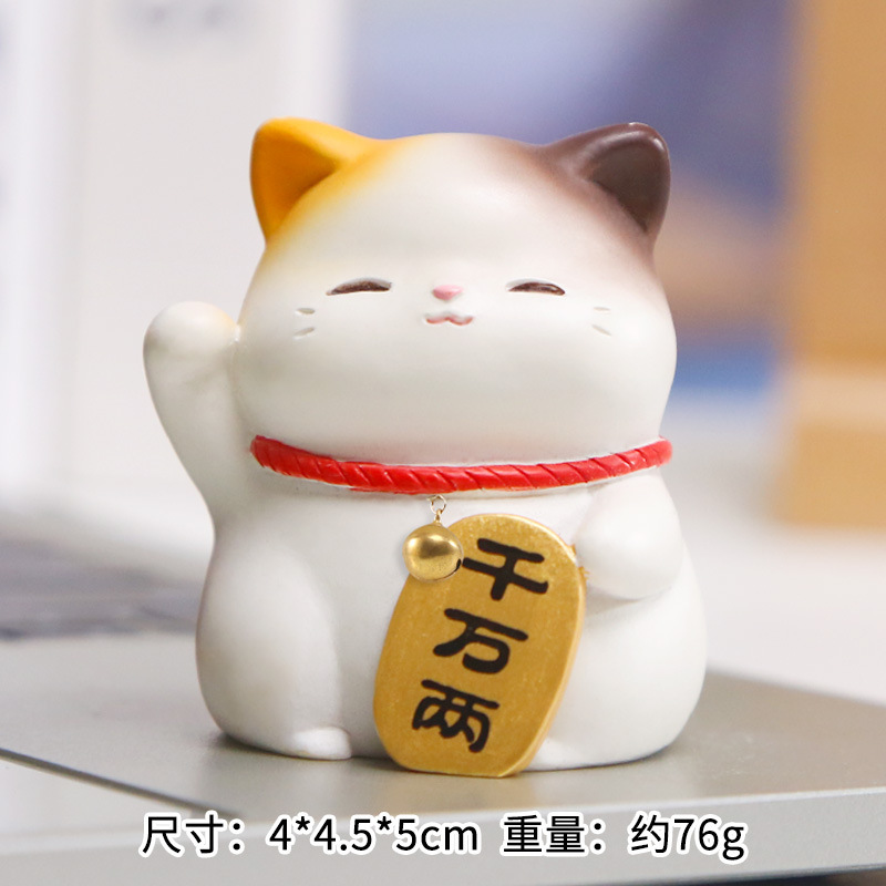 卡通福瑞猫猫摆件 萌趣可爱招财猫树脂摆件办公室桌面树脂工艺品|undefined