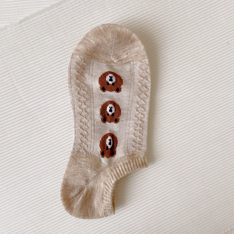 Fashion Socks Thin Socks Little Bear Bow Invisible Cotton Socks display picture 5