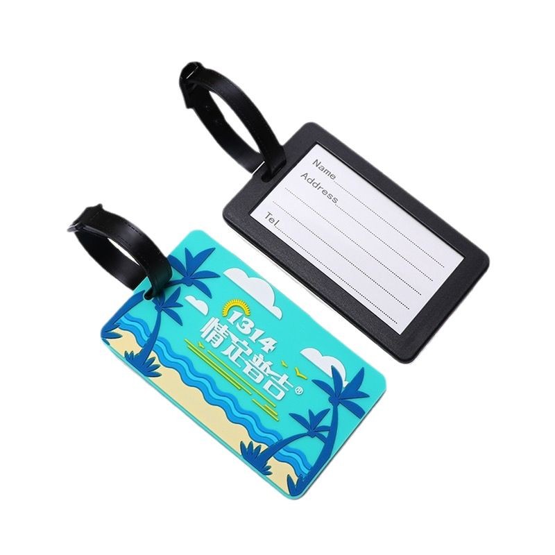 Personalizado PVC blando etiqueta de equipaje etiqueta caja de tirón tarjeta de embarque de envío anti-perdida accesorios de colgante pequeña tarjeta de suspensión image 6