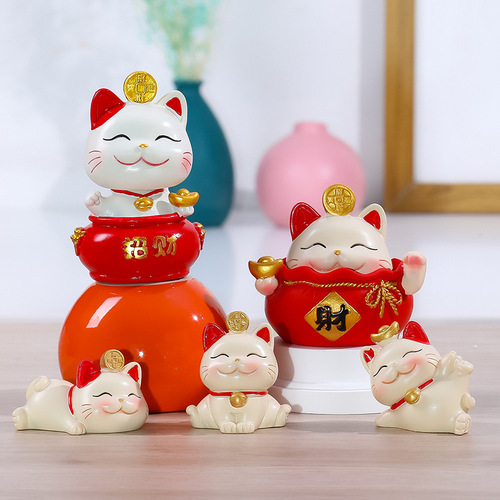 Home resin ornaments, cute and creative cartoon dolls, lucky cats, entrance desk decorations, drop shipping