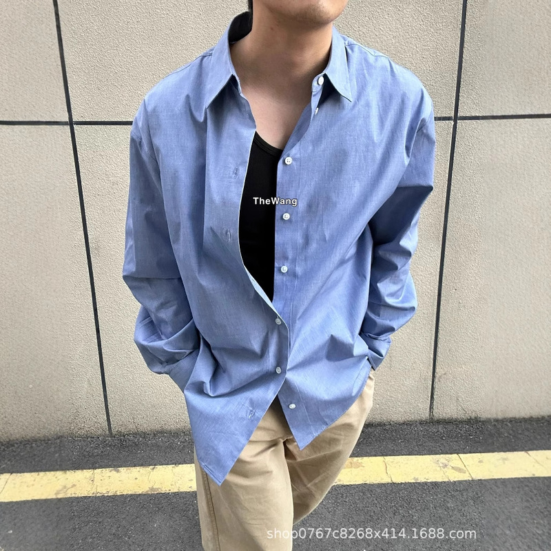 In-Stock Row Old Money Style Tr Style 25 Early Spring Miller Pink Blue Long-Sleeve Shirt Minimalist Unisex