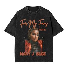 Men Women Vintage Washed T-shirts Mary j Blige for My Fans T