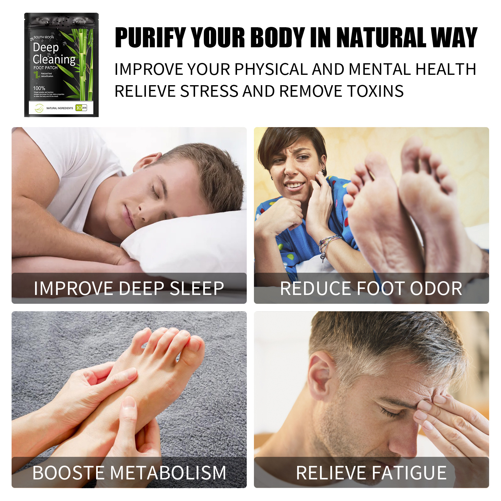 Natural herbal foot patches are used to regulate and relieve physical and mental stress, providing foot massage and aiding sleep