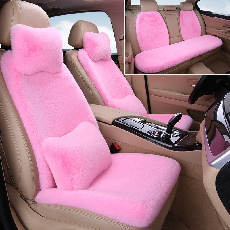 冬用ウサギ毛ぬいぐるみカーシートクッション、厚手で暖かい、車全体を半囲みにする、ウエストラインにフィットする汎用シートクッション、汎用対応|undefined