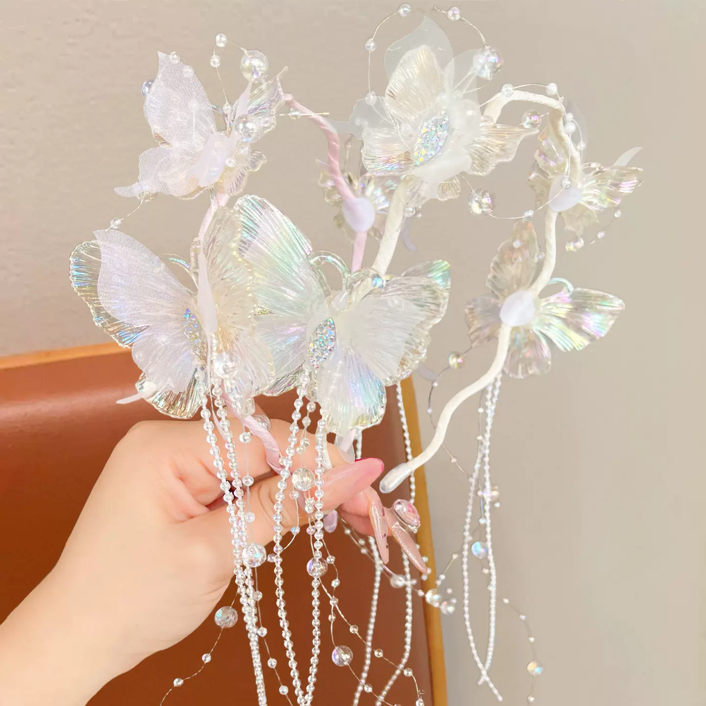 超仙蝴蝶流苏发箍女儿童古风汉服头饰小女孩演出走秀发卡发箍定制