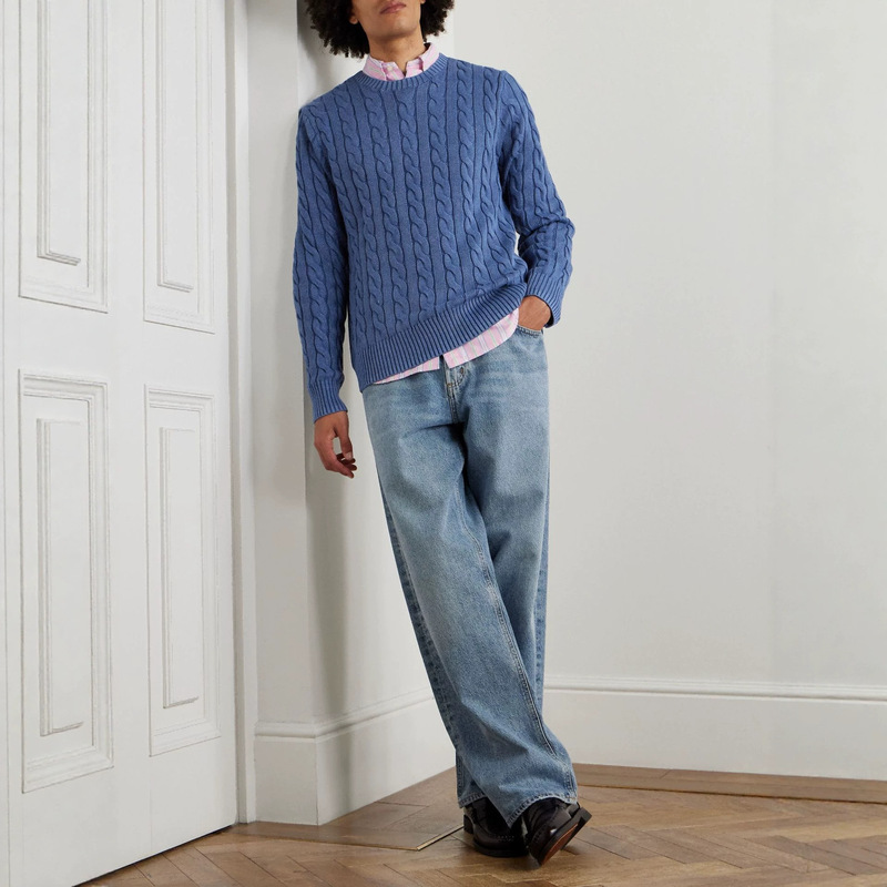 Cross-border Amazon American retro cable knit sweater Men's sweater basic men's clothing supply