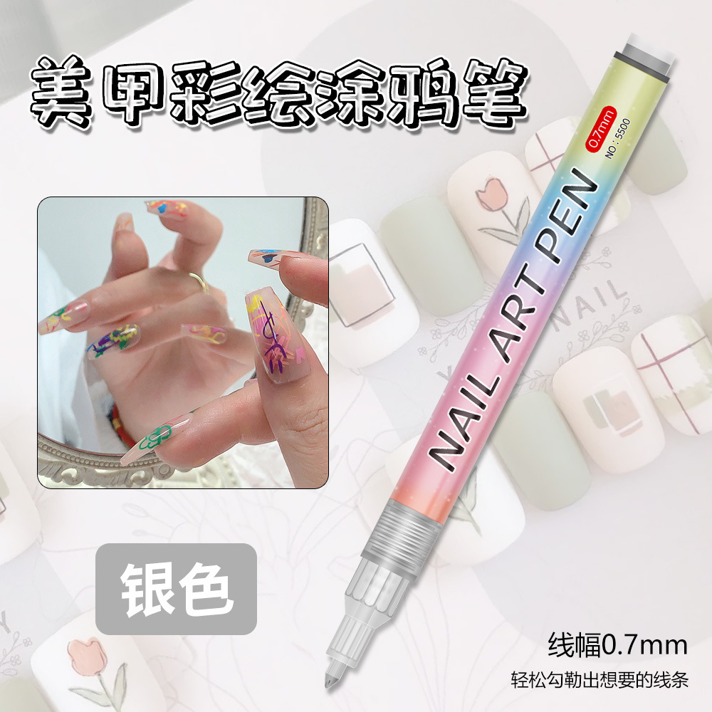Nuevo lápiz de graffiti transfronterizo de uñas DIY lápiz de marca de secado rápido colorido de dibujo de gancho de línea de uñas lápiz de pintura
