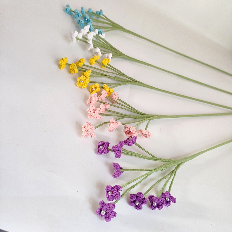 Nuevo ramo de flores de lana tejido a mano, producto terminado de flores de aliento de bebé, accesorios de boda de flores artificiales, venta al por mayor de fábrica en existencia