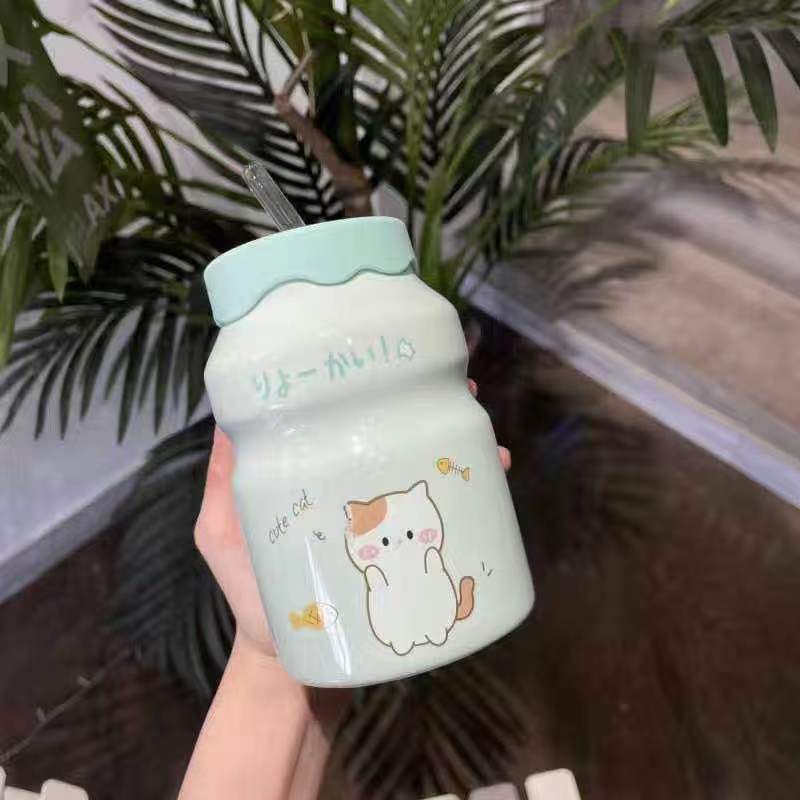 闺蜜生日送女生高颜值马克杯带盖陶瓷水杯可爱伴手礼吸管杯子晚辈|undefined