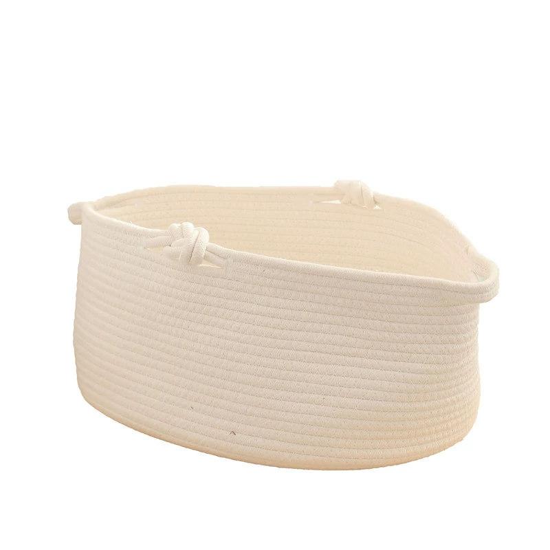 Плетёные хлопковые корзины Handwoven Cotton Rope Storage Baskets - белые/коричневые, наборы маленькие и большие для игрушек, одежды, закусок