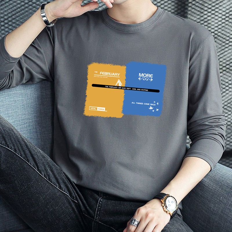 긴소매 옐로우 블루 블록 다크 그레이