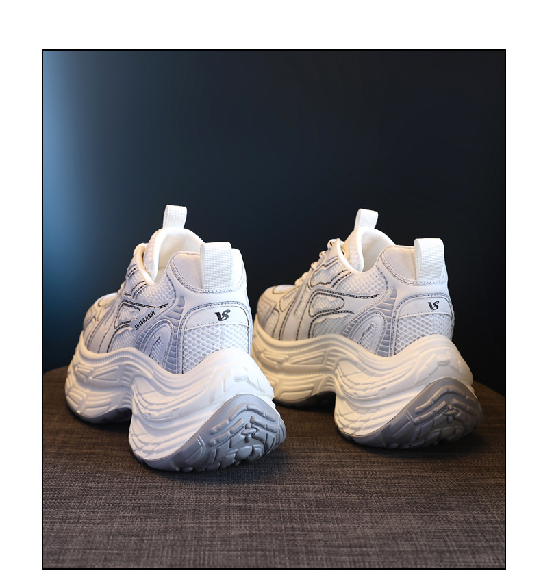 Giày sneaker chunky nữ đế dày lưới thoáng khí tăng chiều cao — Màu trắng chi tiết 20