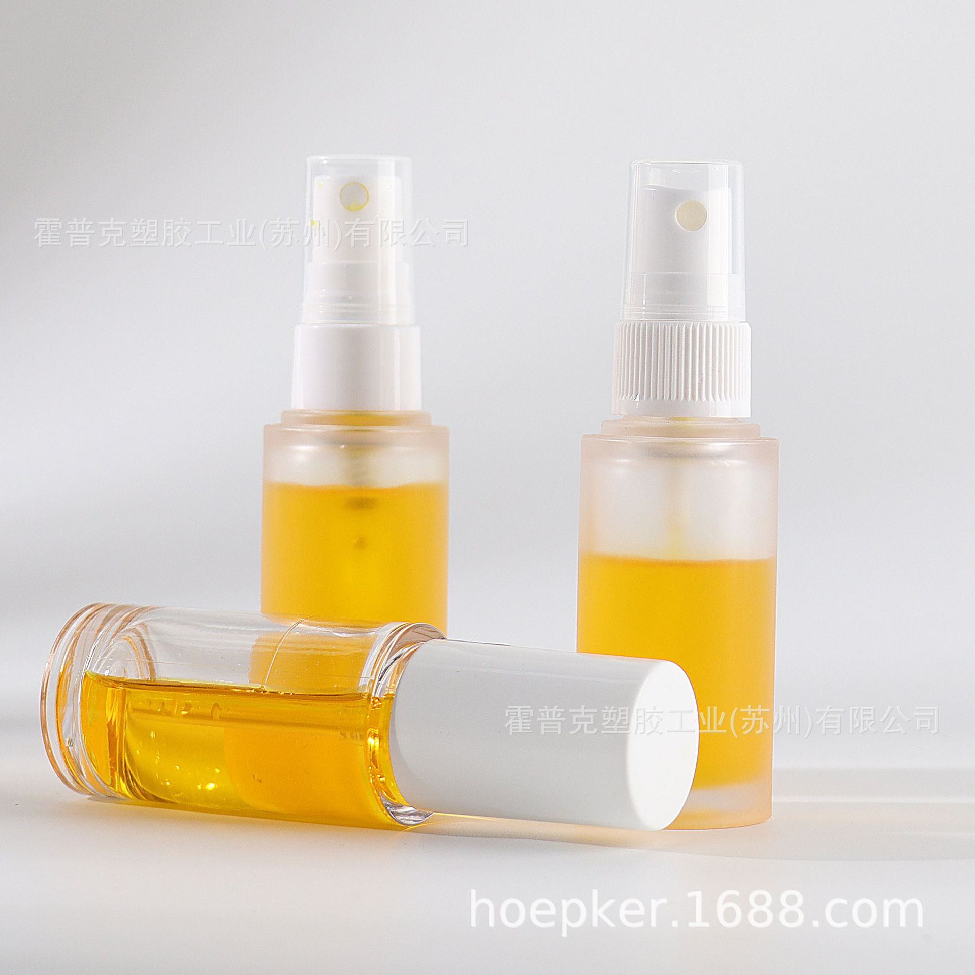 现货HOPECK按压喷雾泵瓶蒙砂透明平肩塑料瓶25ml塑料化妆品喷雾瓶