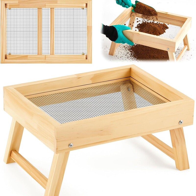 Wooden Soil Sifter, Foldable Wooden Soil Screening Tool, Solid Wood Soil Sifting Tool, Garden Soil Sifting Tool Wooden Soil Sifter, Foldable Wooden Soil Screening Tool, Solid Wood Soil Sifting Tool, Garden Soil Sifting Tool