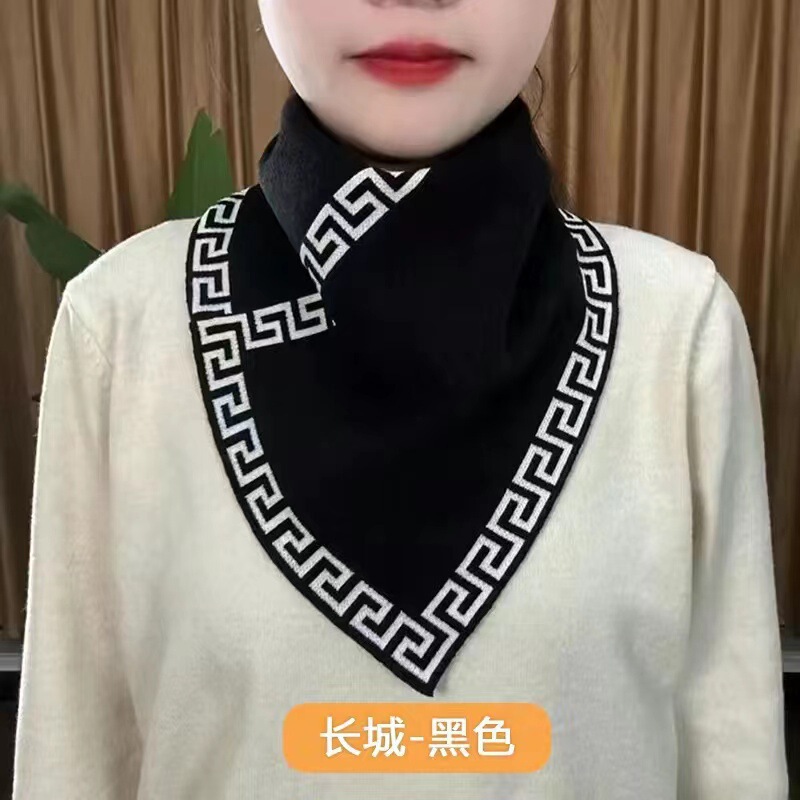 三角スカーフ、ネックウォーマー、おしゃれで多用途、秋冬のネックプロテクター、韓国風、暖かさを保つニット、千鳥格子柄、厚手で保温性が高い|undefined