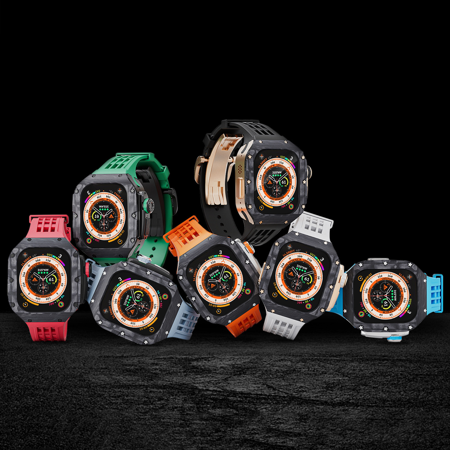 Fibra de carbono caja reloj para Apple Watch modificación Shell iwatch ultra Titanium aleación integrado protección 49mm