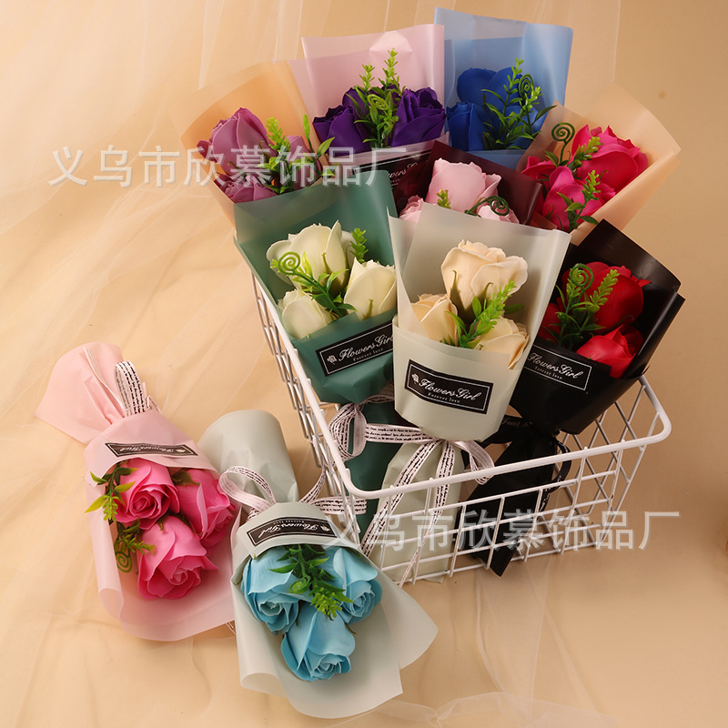 Día de la Madre 3 flores de flores de banana flores de flores simuladas regalo del Día de la Madre para la maestra novia empujar la mano de regalo