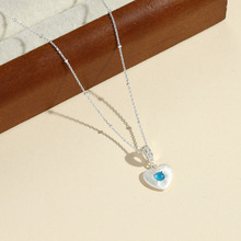 轻奢复古高级感S925银帕拉伊巴拉丝爱心蓝宝石吊坠项链清冷锁骨链