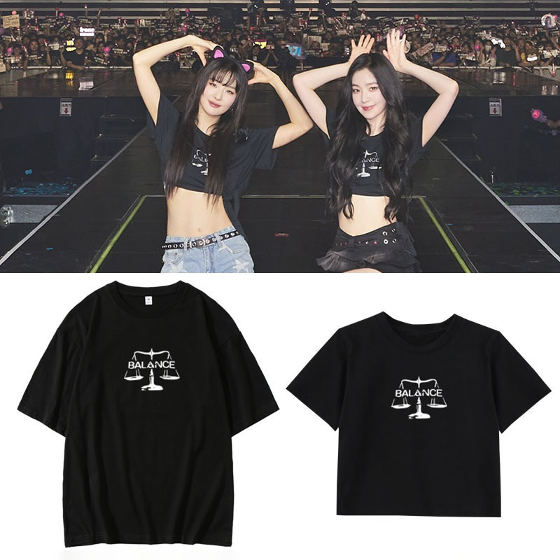 Redvelvt Pei Zhuxuan Jiang Seo-Qi Concert Balance Same Style Short-Sleeved T-Shirt Loose Printed Cotton Clothes