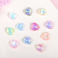 新款尖底摩卡桃心水晶玻璃钻美甲饰品 diy马卡龙色穿戴甲装饰品