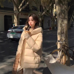 2025年新款羽绒服女小个子面包服加厚连帽白鸭绒保暖学生时尚外套