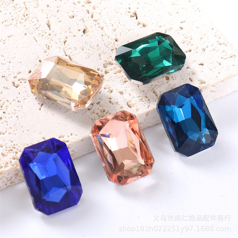 Rectangular Crystal Glass Diamond Claw Diamond DIY Hairpin Hair Hoop Jewelry Accessories Hole Shoe Headscarf Hat Accessories Glass