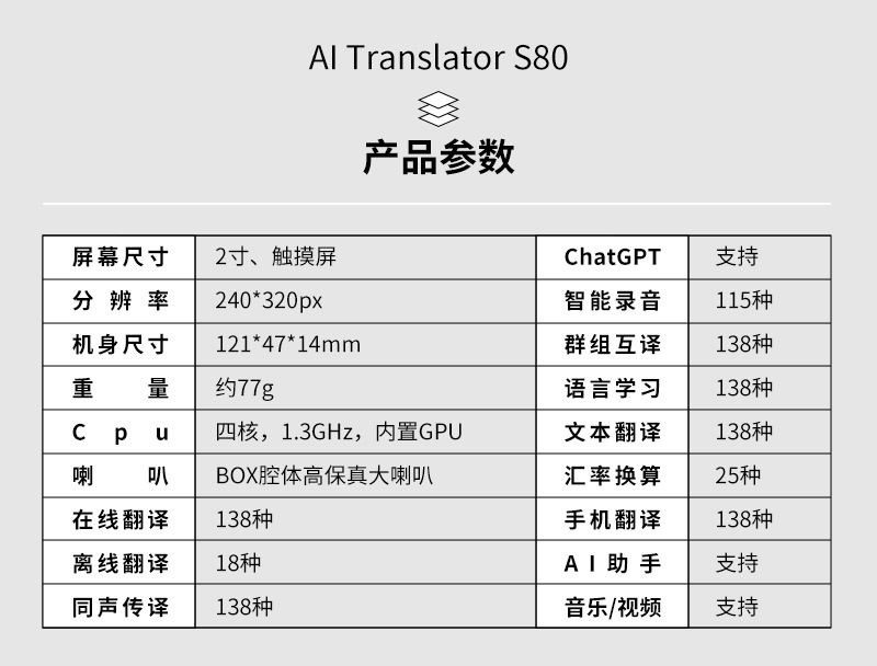 The new S80 English real-time voice translation intelligent recording overseas translation machine and Vietnamese translation machine undefined