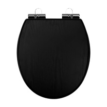 工厂直销17寸密度板木质MDF马桶盖带pvc贴皮黑色木纹带缓降