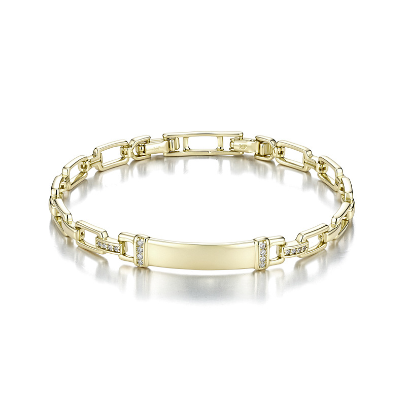 Pulsera Hueca con Placa Cuadrada de Aleación de Cobre, Galvanizada, para Mujer image 6