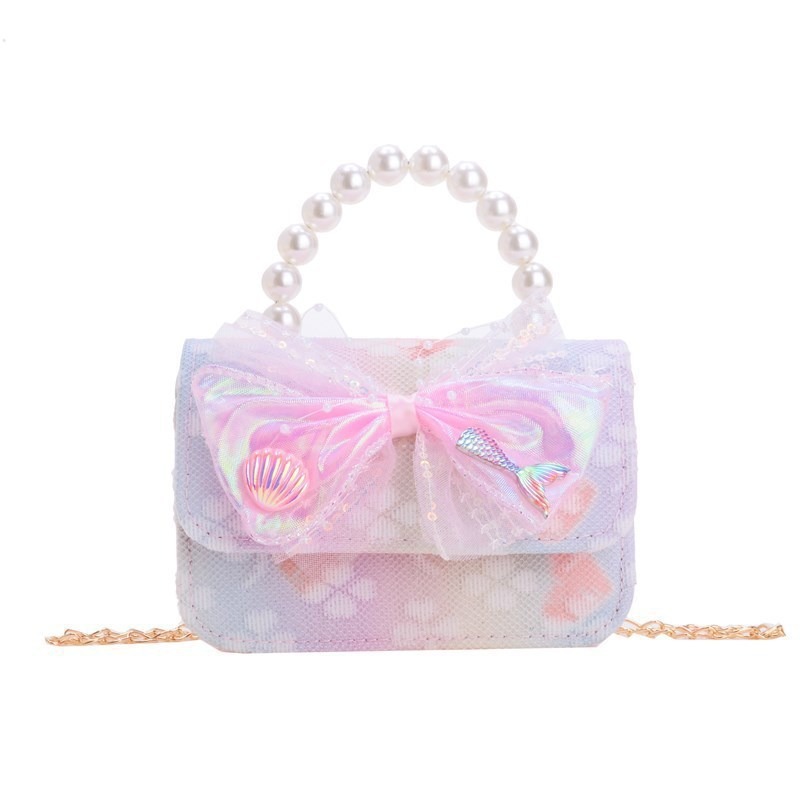 2025 nuevo bolso infantil bolso de perla princesa rosa bolso de hombro para niñas bolso de cambio
