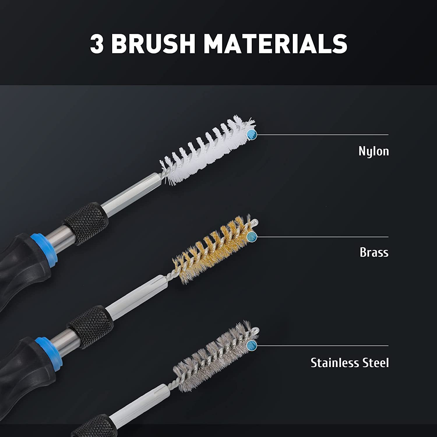 Amazon venta caliente cepillo de pulido de alambre de acero inoxidable varilla hexagonal cepillo de pistola de alambre de nailon desbarbado alambre de cobre herramienta de tubería lana