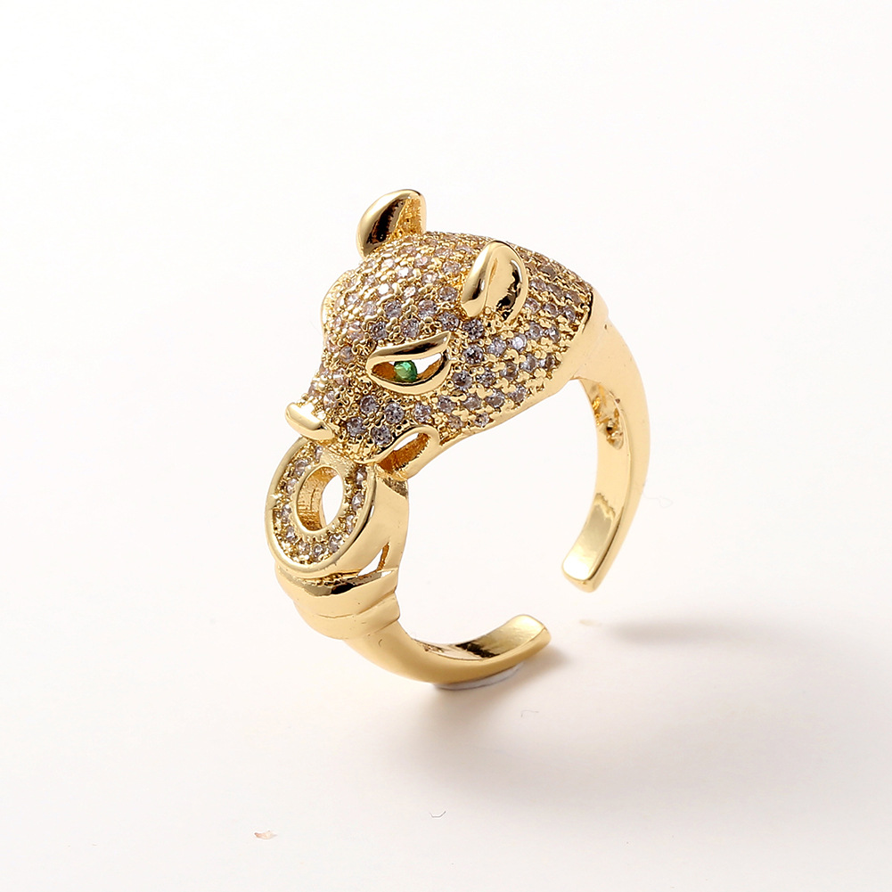 Hiphop new leopard copperplated real gold tail ringpicture2