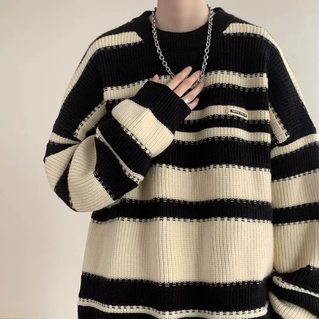 Демисезонный свитер, японская ретро вязаная куртка, круглый ворот, oversize