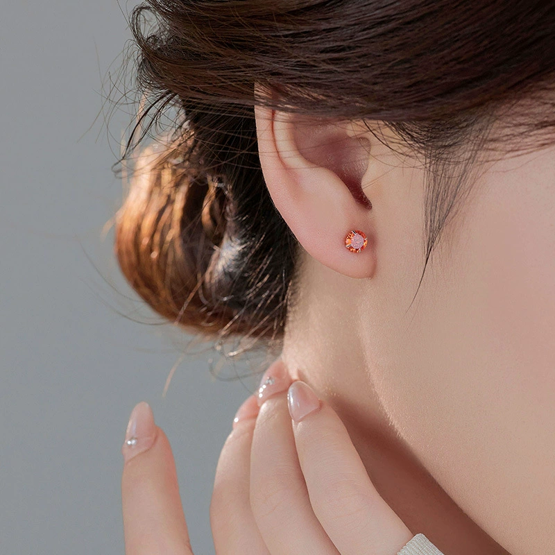 榕树下 S999 Yinxin Pin Twelve Crescent Earrings Female Nourishing Ear Claw Cultivation Diamond Earrings