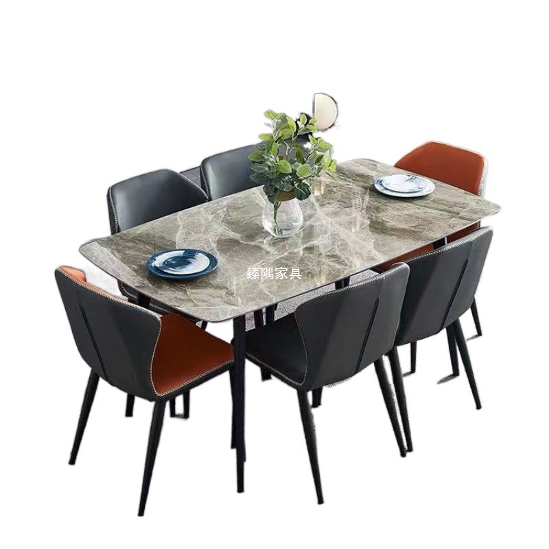 Tabla de comedor de roca brillante combinación de tabla de comedor simple de estilo de casa pequeña mesa de comedor de lujo fábrica de mesa de comedor al por mayor