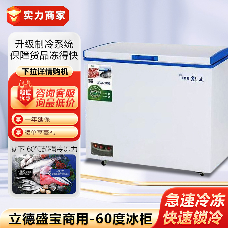 立德-60°深冷冷冻冰柜 商用卧式展示柜急冻柜单温冷冻冷藏低温柜