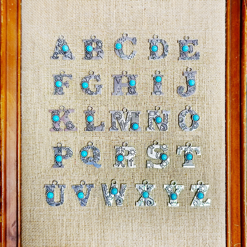 Alloy Letter Green Natural Turquoise Christmas Vintage Bark Pattern DIY Accessories Cross-border Europe and America Amazon