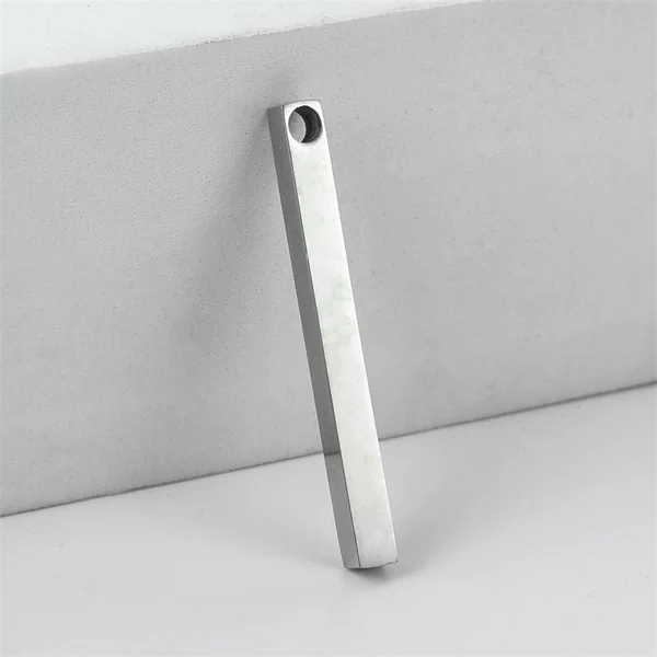 European and American stainless steel rectangular pendant long square three-dimensional tag necklace titanium steel metal necklace accessories lettering