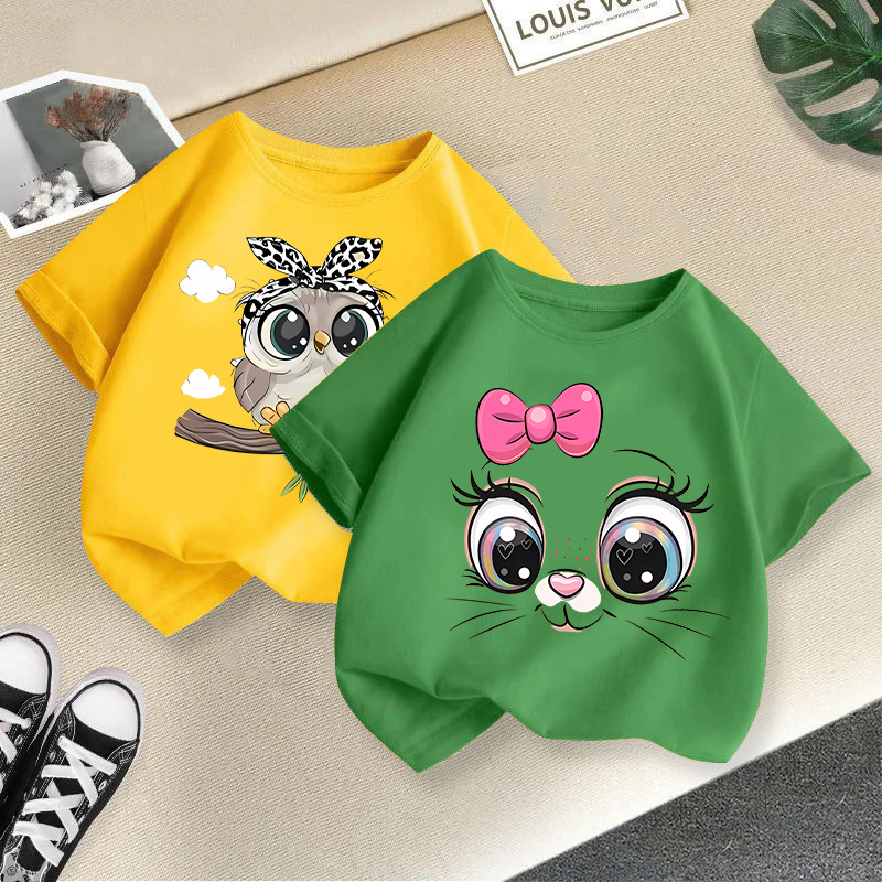 Camiseta de manga corta para niñas, estilo transfronterizo, novedad de verano 2026, top infantil elegante, ropa de verano de media manga para niños