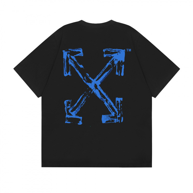 Camiseta OFF de Algodón Puro de Manga Corta, Corte Holgado con Flecha Degradada en la Espalda para Hombre y Mujer | Protección Antimanchas