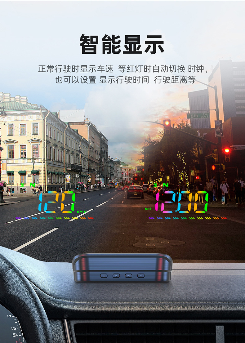Luyang Intelligent Car Hud Head-Up Display Gps Universal Driving Computer Multi-Function Simple New Model M23 Color
