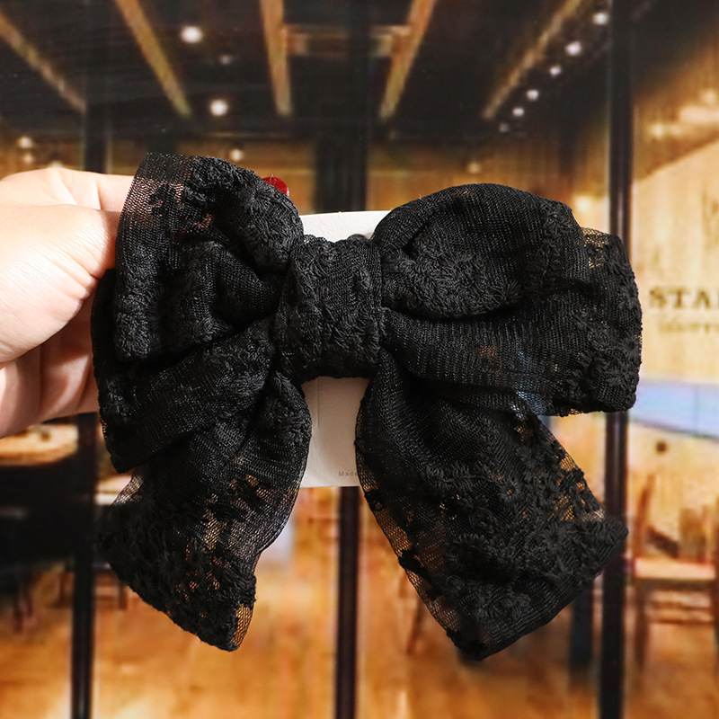Korean Style Lace Bow Hairpin Embroidered Sweet Elegant Fairy Ribbon Spring Clip Internet Celebrity Girl's Headwear Top Clip_voghion.com