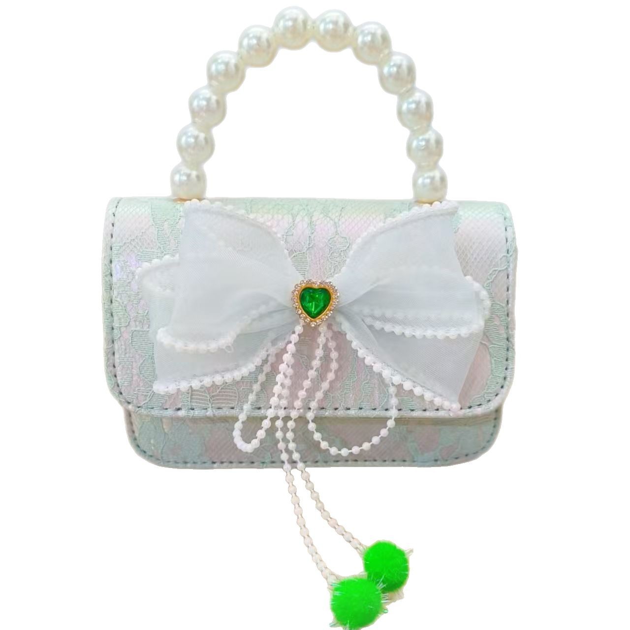 Bolsa de arco princesa bolso de perlas bolso de mano cadena bolso de cinturón pequeño viento bolso de niñas bolso de regalo del día de los niños bolso pequeño
