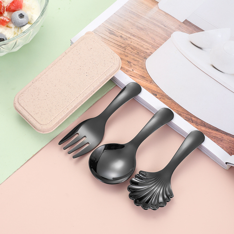 Amazon 304 cuchara de acero inoxidable para niños cuchara de mini helado cuchara de postre cuchara de concha de mariscos cuchara creativa de mango corto