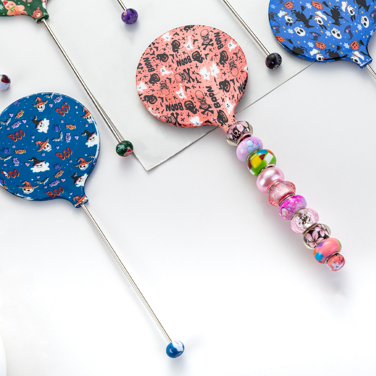 Espejo de mano multicolor DiDi Beaded Espejo de mano de alta definición portátil Espejo de mano nuevo patrón de Navidad y Halloween Espejo pequeño