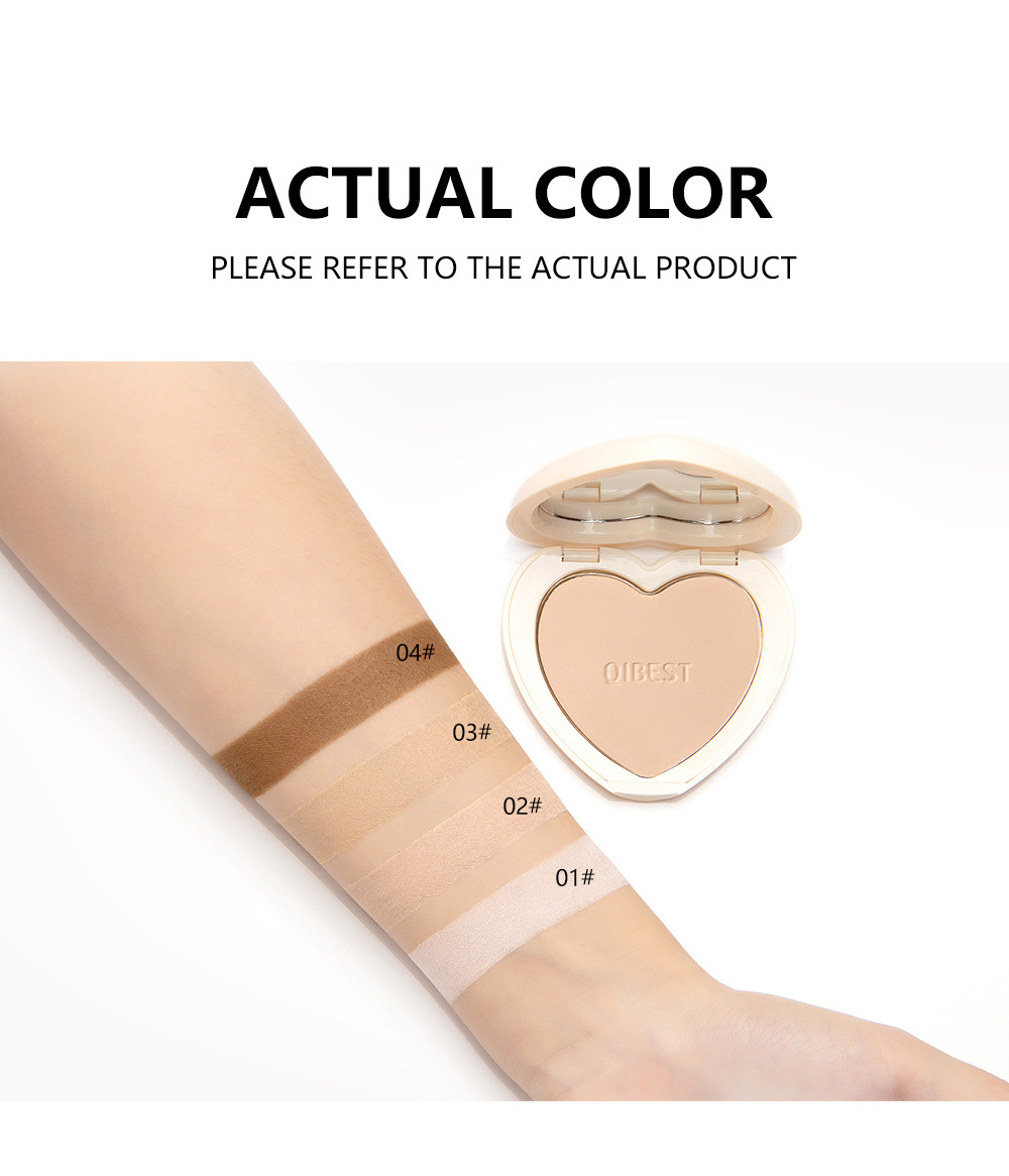 Carina QIBEST poudre de beauté tridimensionnelle naturelle en forme de coeur correcteur imperméable éclaircissant peau maquillage nu_voghion.com